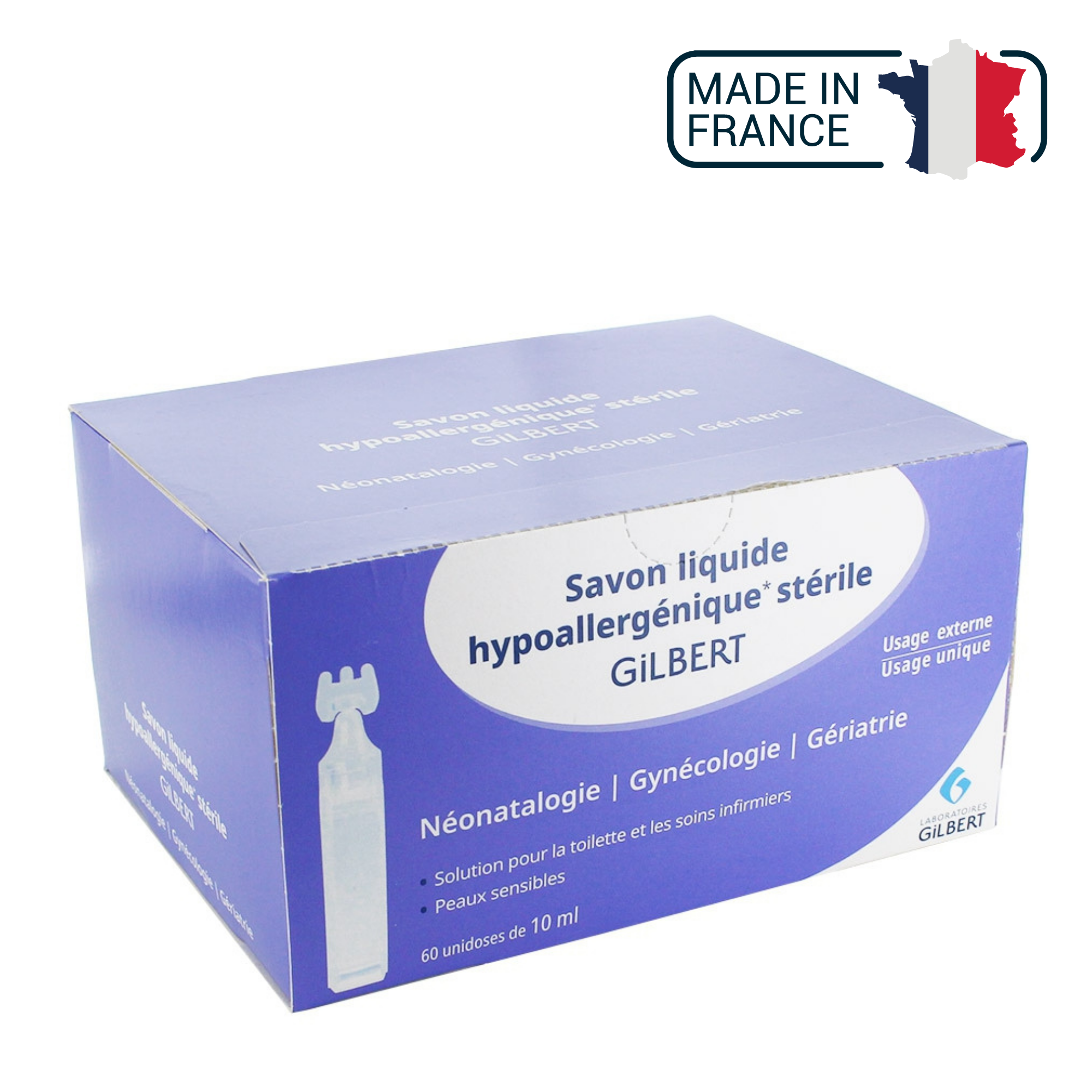 Savon liquide hypoallergénique - boites de 60 doses de 10 ml GILBERT HEALTHCARE - Laboratoire Gilbert