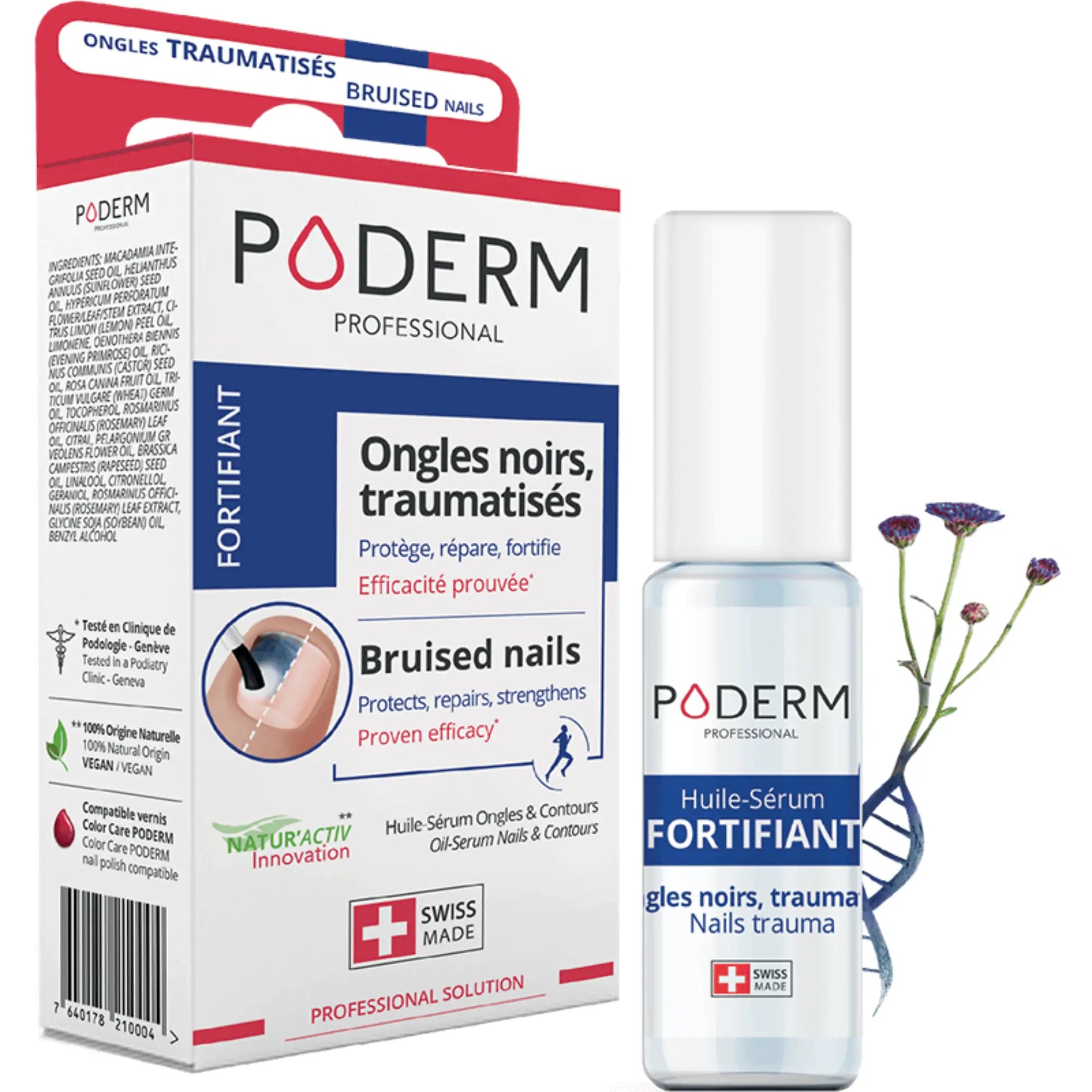 Serum Treatment Black, traumatized nails - 8ml - Strengthening - Poderm Professional